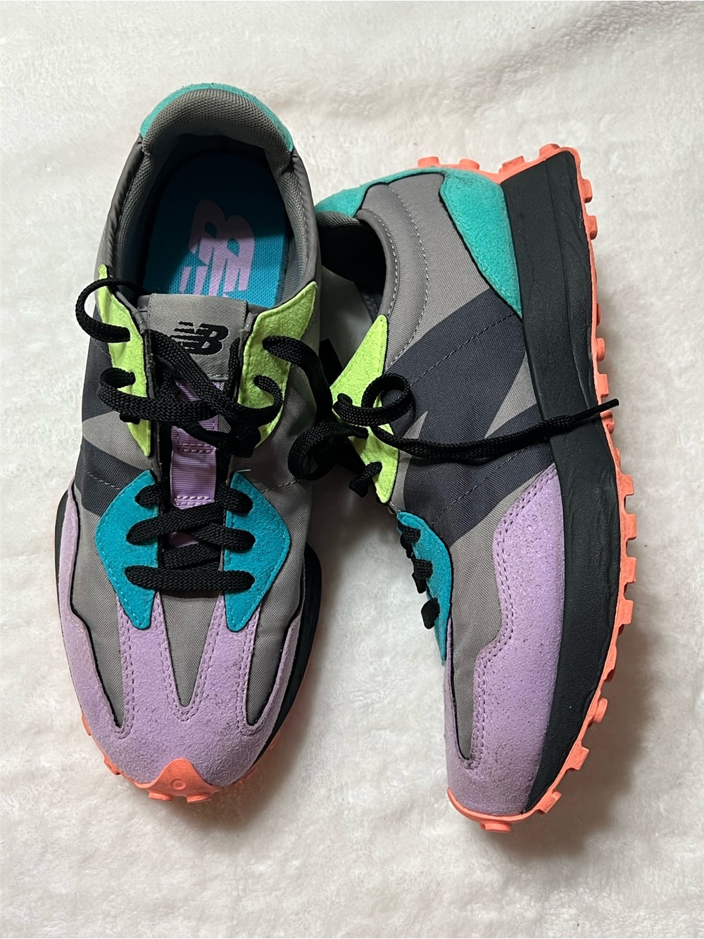 New Balance Men's Gray Teal Lavender Coral Accent Sneakers